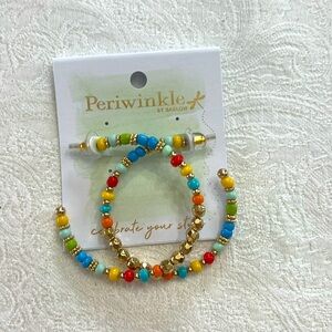 NEW Periwinkle Large Beaded Hoops Bright Colors
